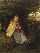 Jean Francois Millet, Shepherdess or Woman Knitting